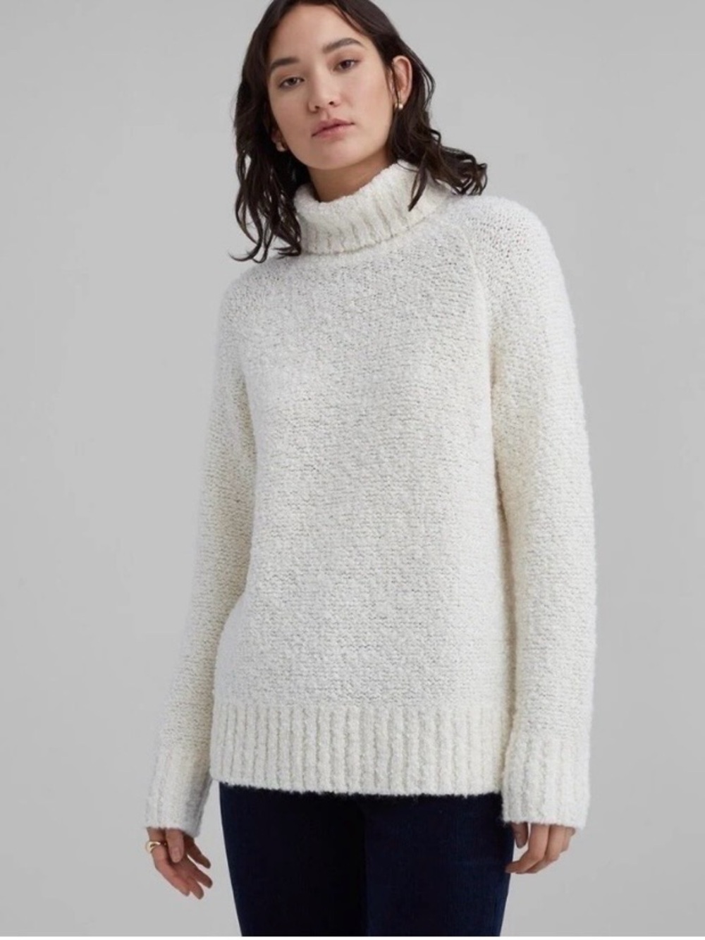 Club Monaco Grey Boucle Knit Turtleneck Sweater size XL